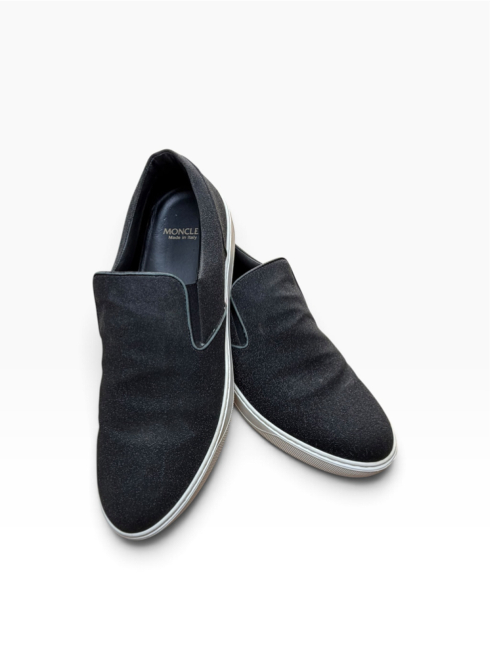 Men's Moncler Slip-On Sneakers in Black and White
